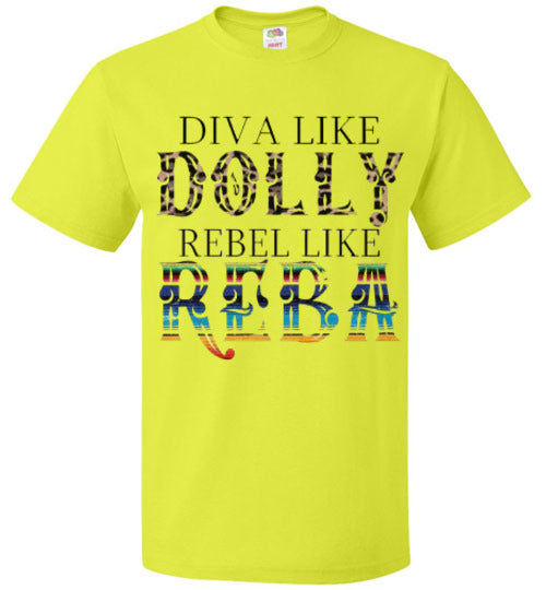 Diva Like Dolly Rebel Like Reba Funny Country Tee Shirt Top T-Shirt