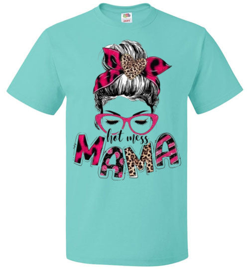 Hot Mess Mama Messy Bun Tee Shirt Top T-shirt