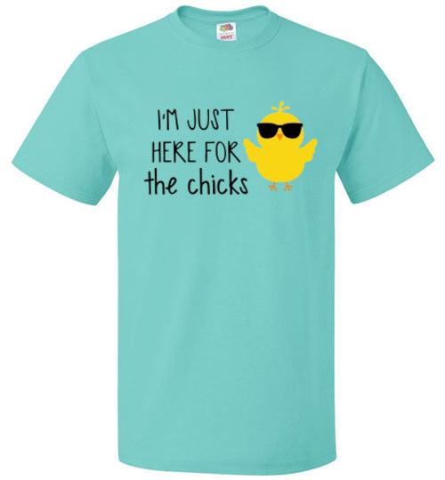 Funny Easter I'm Just Here For The Chicks Graphic Tee Shirt Top