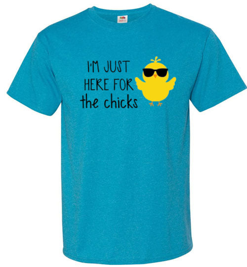 Funny Easter I'm Just Here For The Chicks Graphic Tee Shirt Top