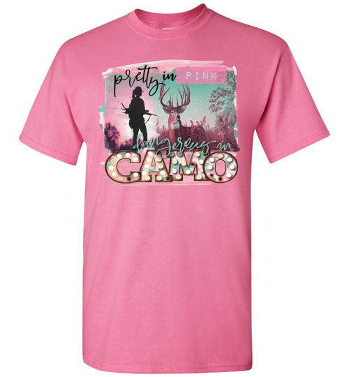 Pretty In Pink Dangerous In Camo Tee Shirt Top T-Shirt
