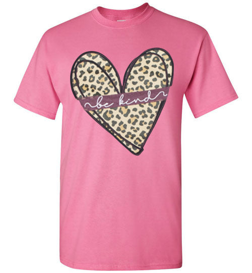 Be Kind Leopard Heart Tee Shirt Top T-Shirt