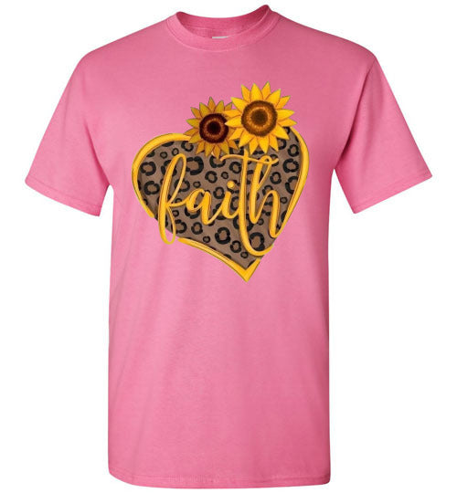 Sunflower Heart Leopard Christian Faith Tee Shirt Top T-Shirt