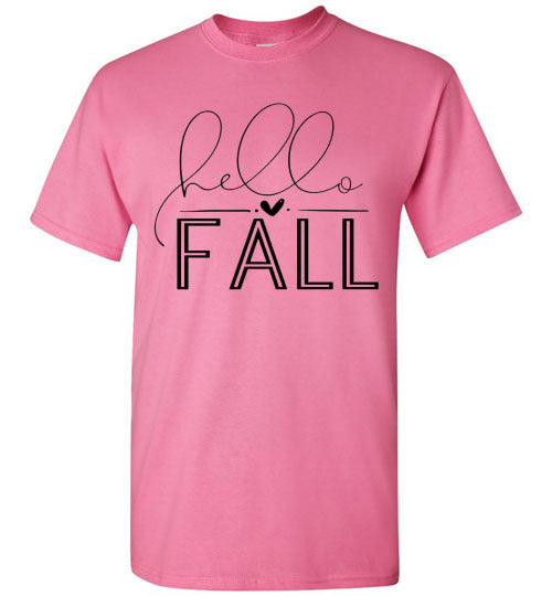 Hello Fall Autumn Graphic Tee Shirt Top