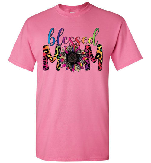 Blessed Mom Multi Leopard Tee Shirt Top T-Shirt