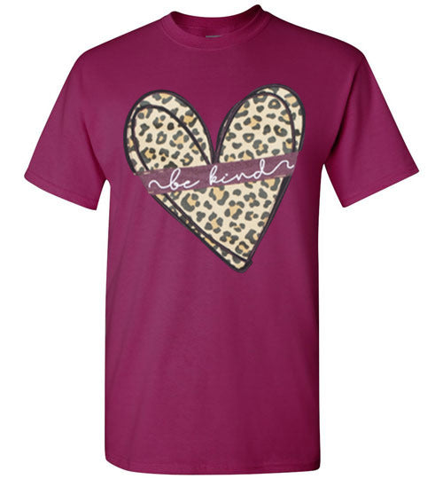 Be Kind Leopard Heart Tee Shirt Top T-Shirt
