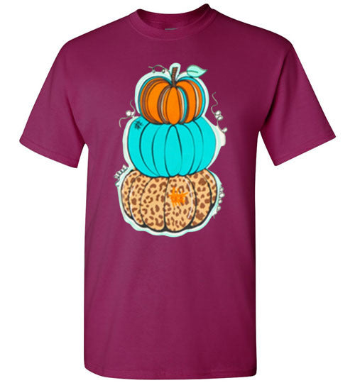 Triple Pumpkins Fall Grapgic Tee Shirt Top