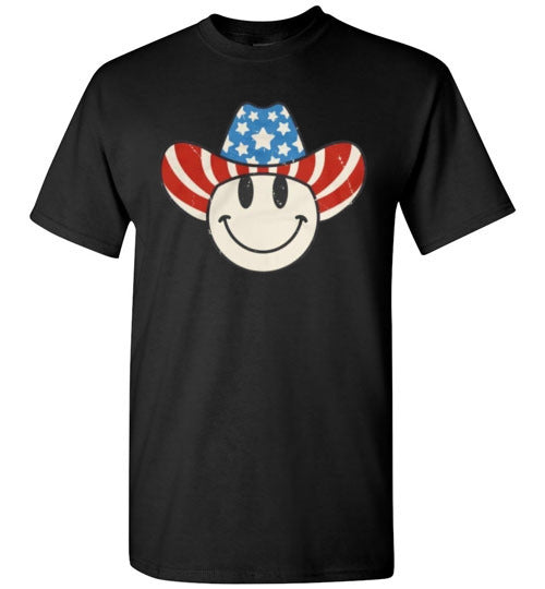 Cowboy Hat Patriotic Tee Shirt Graphic Top 32632