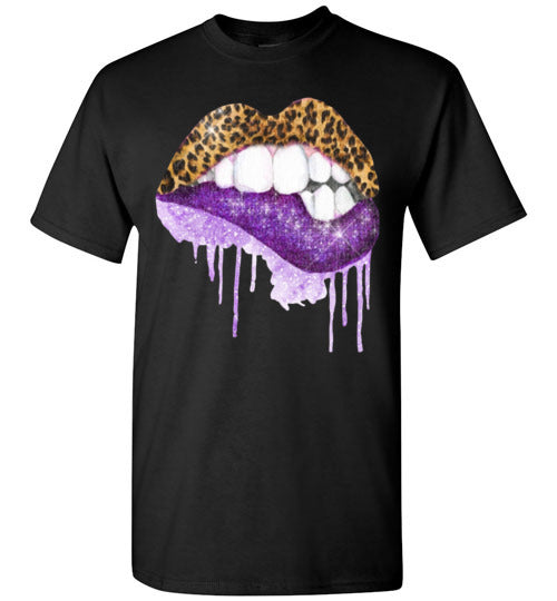 Purple leopard lips t-shirt graphic top