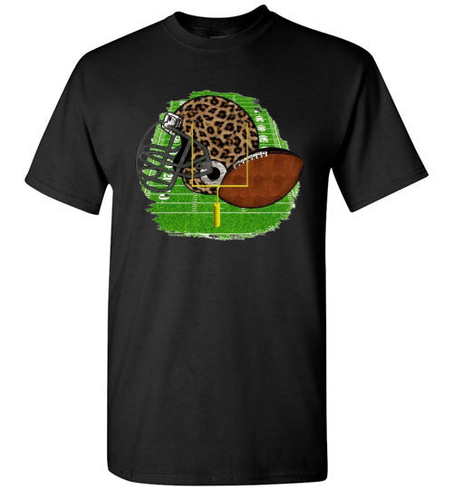 Leopard Football Helmet Graphic Tee Shirt Top