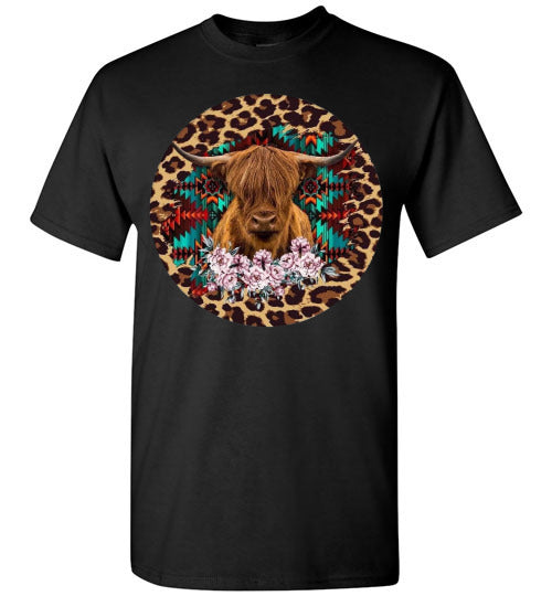 Leopard Country Glam Cow Graphic Tee Shirt Top