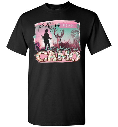 Pretty In Pink Dangerous In Camo Tee Shirt Top T-Shirt