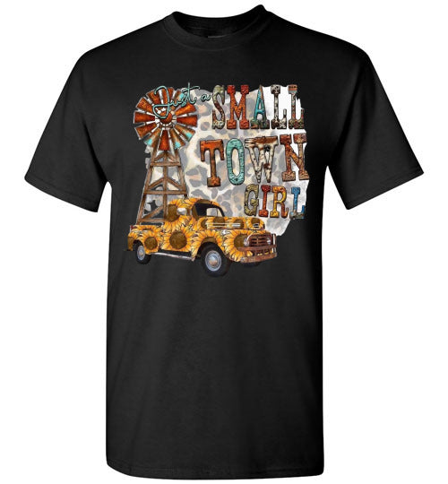 Small Town Girl With Leopard Print Background Graphic Tee Shirt Top