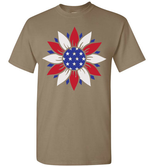 Floral USA Patriotic Tee Shirt Top T-Shirt 32276