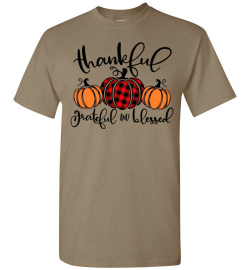 Thankful Grateful Blessed Pumpkins Shirt Top Graphic T-Shirt