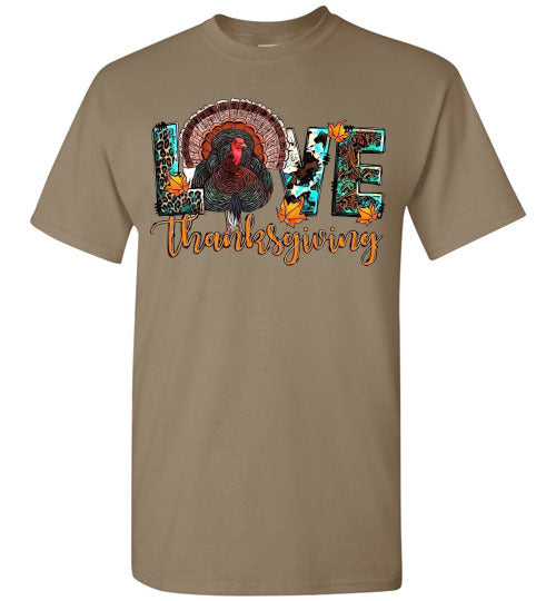 Love Thanksgiving Fall Turkey Floral Tee Shirt Top T-Shirt