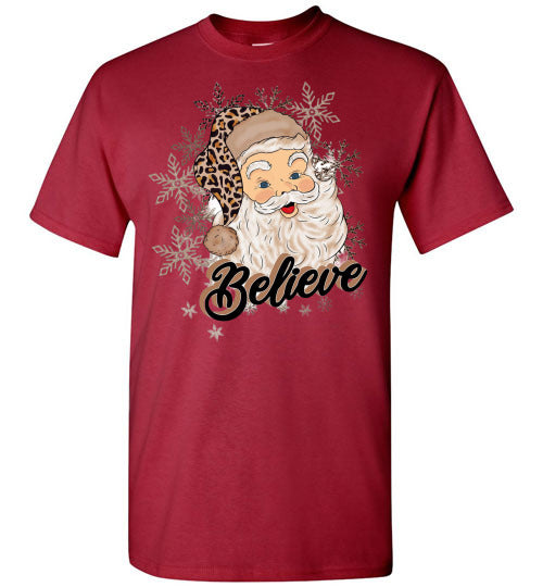 Believe Santa Tee Shirt Top T=Shirt