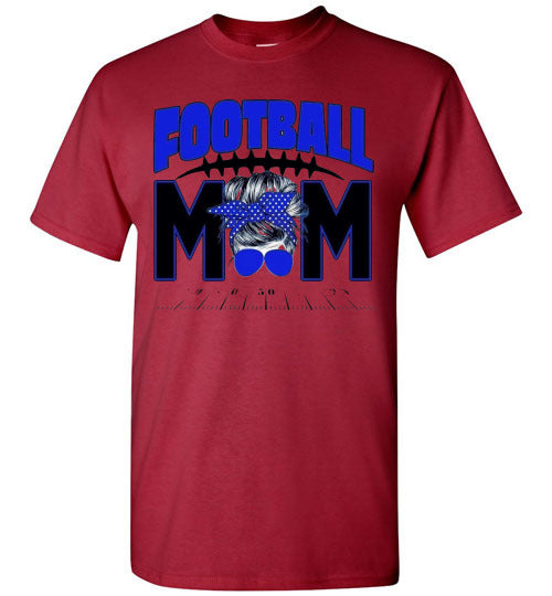 Football Mom Messy Bun Sports Graphic Tee Shirt Top