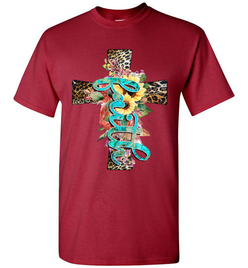 Leopard face cross tee shirt top graphic t-shirt