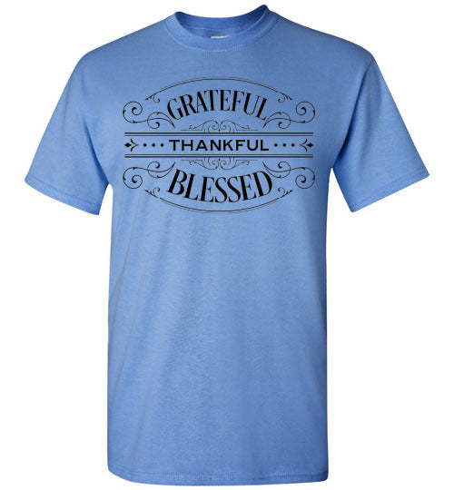 Grateful Thankful Blessed Fall Autumn Thanksgiving Graphic Tee Shirt top