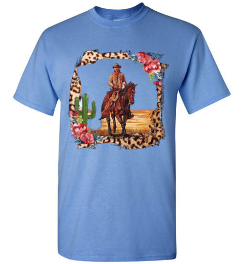 Leopard cowboy horse graphic t-shirt top tee