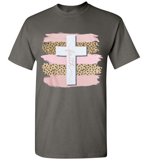 Faith Cross Leopard Tee Shirt Top
