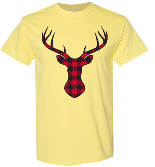 Christmas Plaid Buffalo Check Lumberjack Reindeer Tee Shirt Top T-Shirt