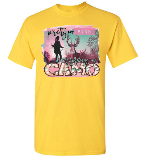 Pretty In Pink Dangerous In Camo Tee Shirt Top T-Shirt