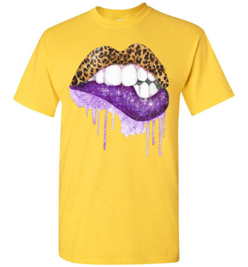 Purple leopard lips t-shirt graphic top