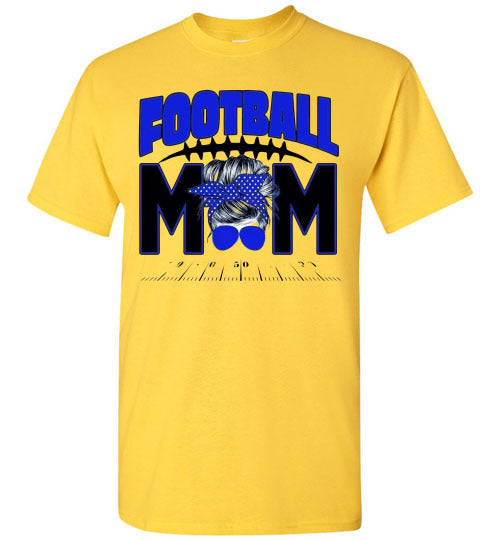 Football Mom Messy Bun Sports Graphic Tee Shirt Top