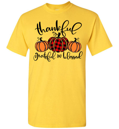 Thankful Grateful Blessed Pumpkins Shirt Top Graphic T-Shirt