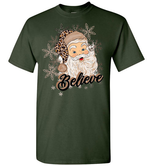 Believe Santa Tee Shirt Top T=Shirt