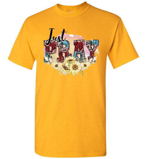 Just Pray Spiritual Christian Graphic Tee Shirt Top