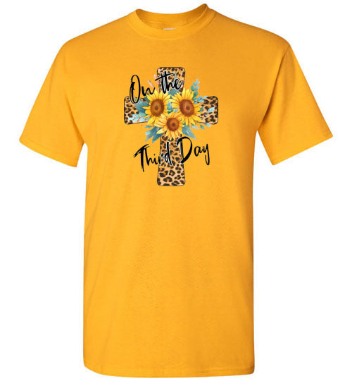 Leopard Cross Sunflower Graphic Tee Shirt Top