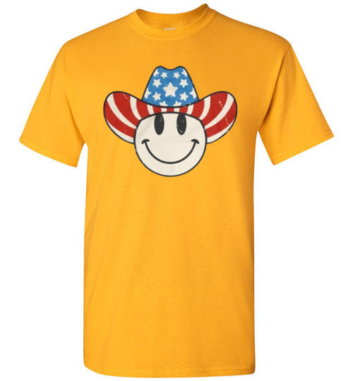 Cowboy Hat Patriotic Tee Shirt Graphic Top 32632