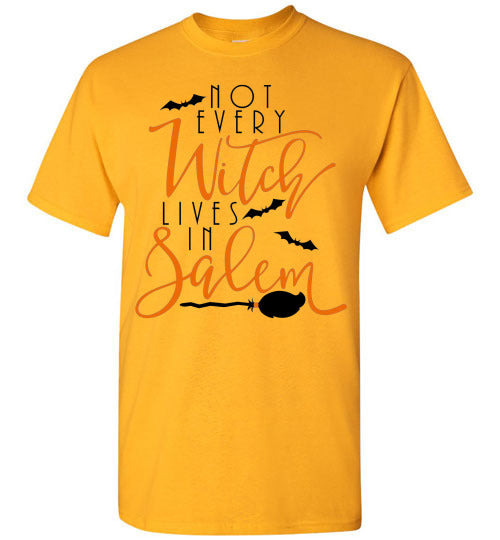 Not Every Witch Lives In Salem Halloween Fall Graphic Tee Shirt Top