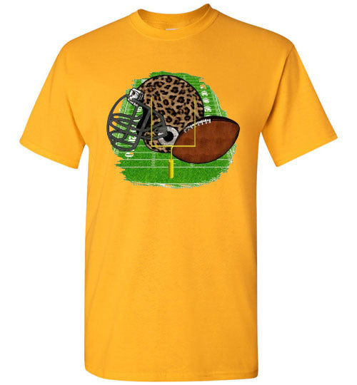 Leopard Football Helmet Graphic Tee Shirt Top