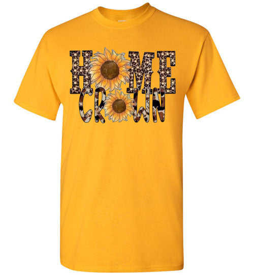 Home Grown Leopard Sunflowers Graphic Tee Shirt Top