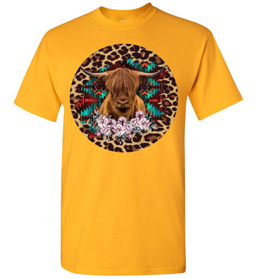 Leopard Country Glam Cow Graphic Tee Shirt Top