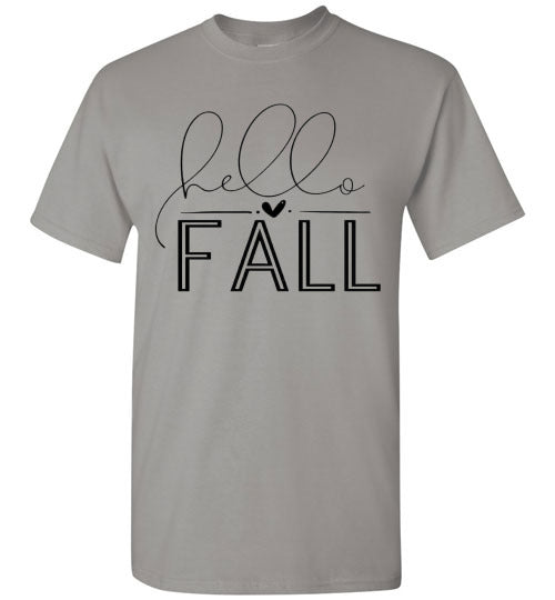 Hello Fall Autumn Graphic Tee Shirt Top