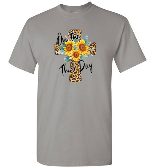 Leopard Cross Sunflower Graphic Tee Shirt Top