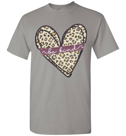 Be Kind Leopard Heart Tee Shirt Top T-Shirt