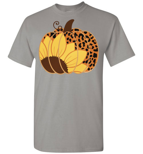 Sunflower Leopard Print Pumpkin Tee Graphic Top Shirt T-Shirt