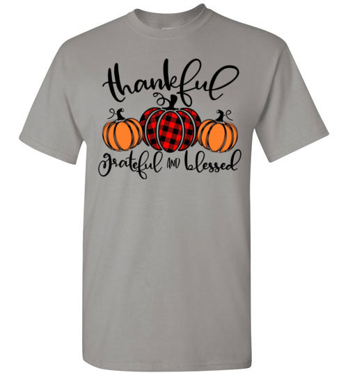 Thankful Grateful Blessed Pumpkins Shirt Top Graphic T-Shirt