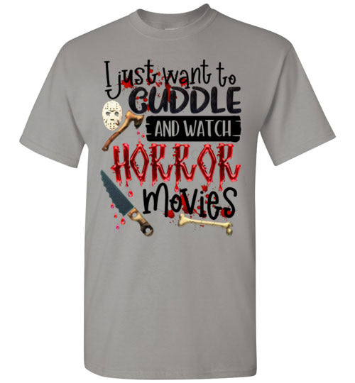 Cuddle and Watch Horror Movies Graphic Tee Shirt Top