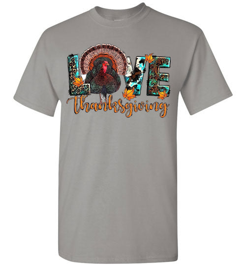 Love Thanksgiving Fall Turkey Floral Tee Shirt Top T-Shirt