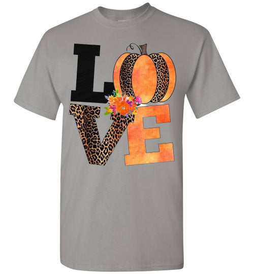 Love Leopard Pumpkin Fall Tee Shirt T-Shirt