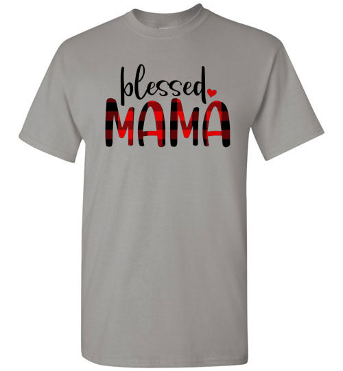 Blessed Mama Plaid Buffalo Check Lumberjack Tee Shirt Top T-Shirt
