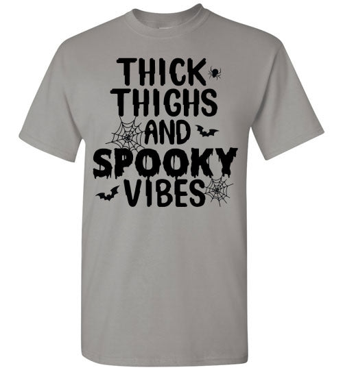 Thick Thighs and Spooky Vibes Halloween Graphic Tee Shirt Top