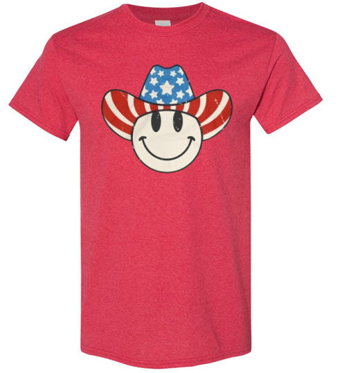 Cowboy Hat Patriotic Tee Shirt Graphic Top 32632